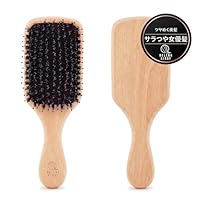 漆塗り天然木豚毛パドルブラシ小 白 金箔　1個 h17150501.jpg